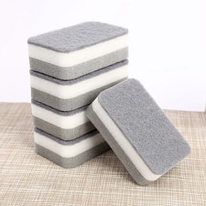 5 pcs, Cleaning Sponge, Double-Sided Scouring Pad