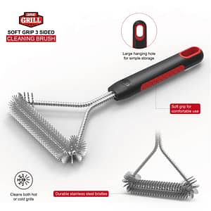 Expert Grill Small 3 Sided Cleaning Grill Brush with Soft Handle